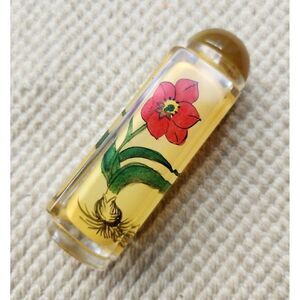Chinese Glass Interior Hand Painted Snuff Bottle Red Amaryllis Flower with Top